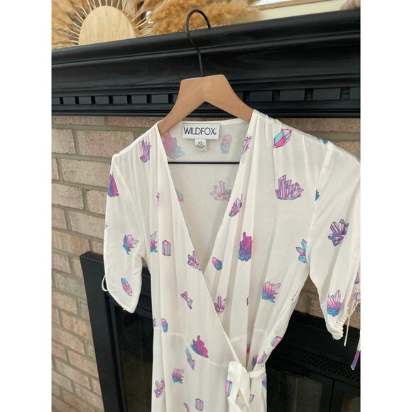 Wildfox Crystal Wrap Maxi Dress XS White Hippie Boho Festival - Picture 5 of 15